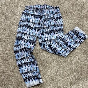 Lilly Pulitzer Navy, Light Blue & Pink Sailboat Linen Pants Size Small